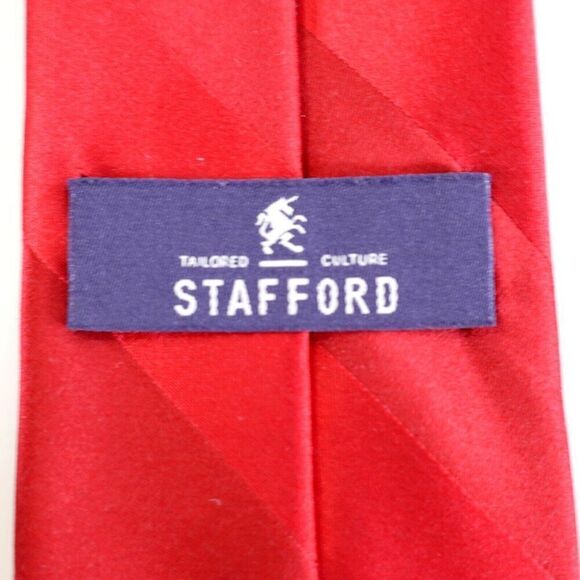 Stafford Red Striped Woven Striped Silk Tie - Picture 3 of 6